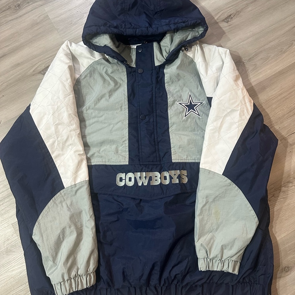 STARTER Men's Navy and Gray Cowboys Puffer Jacket
